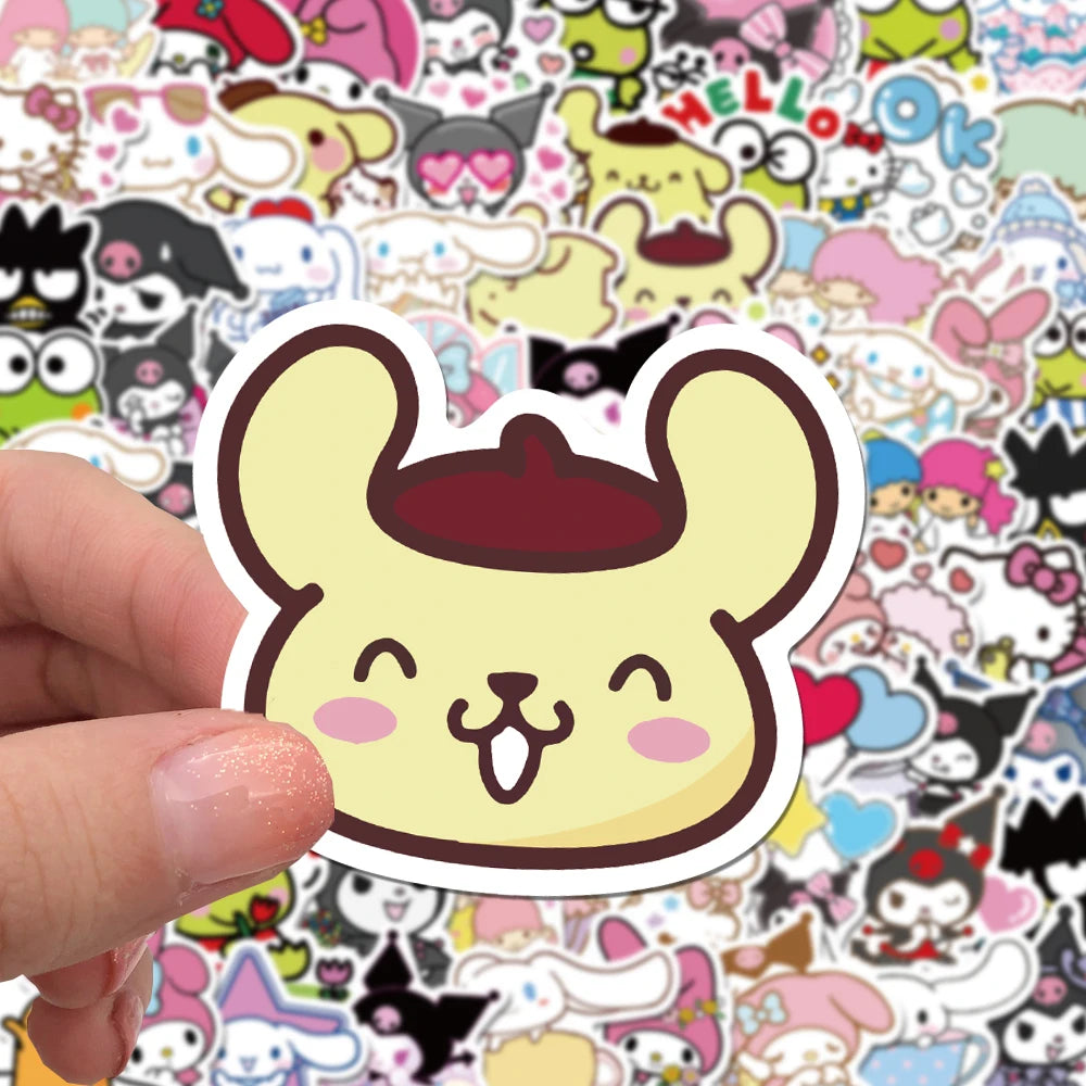 50/100PCS Sanrio Mix Stickers Hello Kitty Kulomi Waterproof Graffiti Phone Laptop Luggage Guitar Notebook Stickers Kids Toys