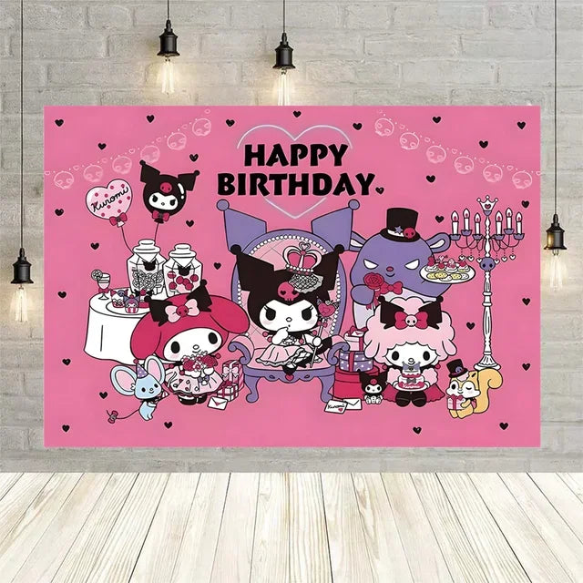 MINISO Kawali Kuromied Theme Birthday Party Decoration Disposable Set Tableware Plate Napkins Tablecloth For Kid Shower Supplies