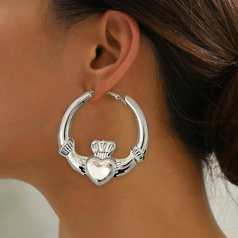 New Style Gold Color Heart Hoop Earring Women Girls Gifts Simple Fashion Ear Jewelry Accessories Party Gift