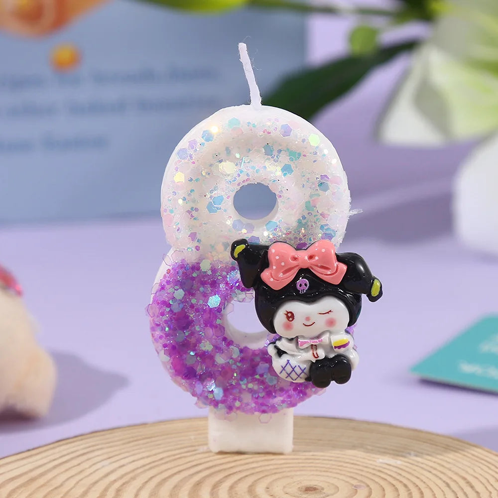 Kawaii Kuromi Birthday Candle Sanrio Purple 0-9 number Candles Birthday Cake Decoration Anniversary Party Candles Scene supplies
