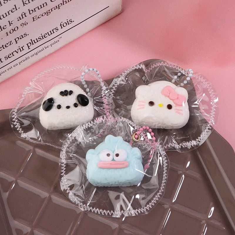 Kawaii Hello Kitty Melody Kuromi Cinnamoroll Soft Anime Keychain Cartoon Hand Pinch Toy Gift