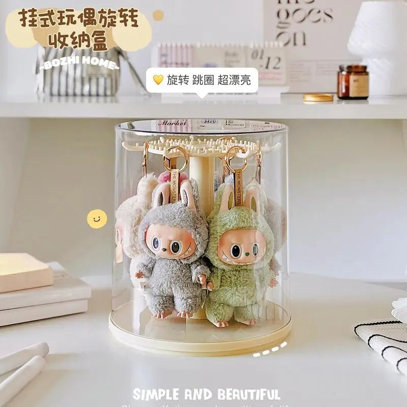 2024 new labubu pendant display box rotating transparent labubu plush doll figure blind box storage display stand girl gifts