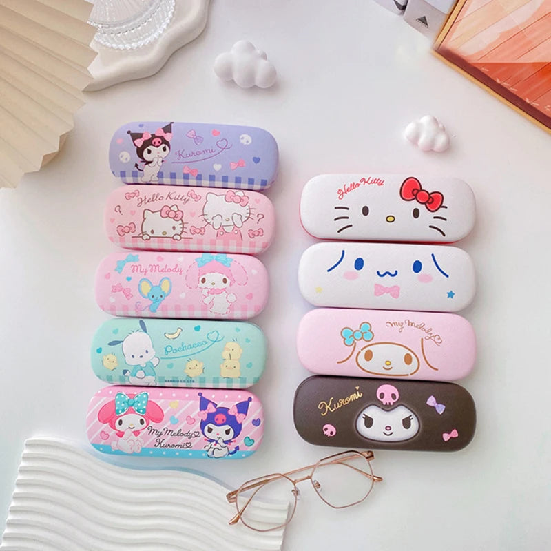 Cartoon Stitch Hello Kitty Glasses Case Children Students Anti Drop Glasses Storage Box Princess Series Pattern Protective Case