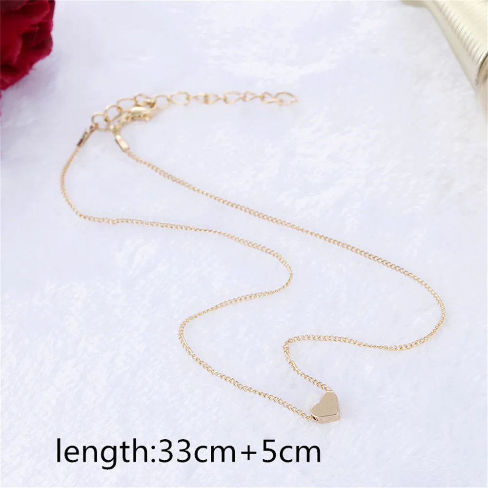 Fashion Small Heart Pendant Necklaces for Women Party Exquisite Collar Chain Golden Silver Color Chokers Necklace Jewelry Gift