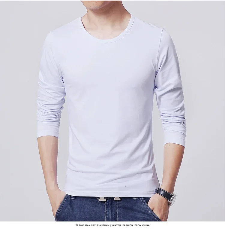 2025 MRMT 新品 メンズ Tシャツ 長袖 スリム メンズ Tシャツ 若者向け 純色 トップス Tシャツ Oネック 男性 ボーイズ Tシャツ