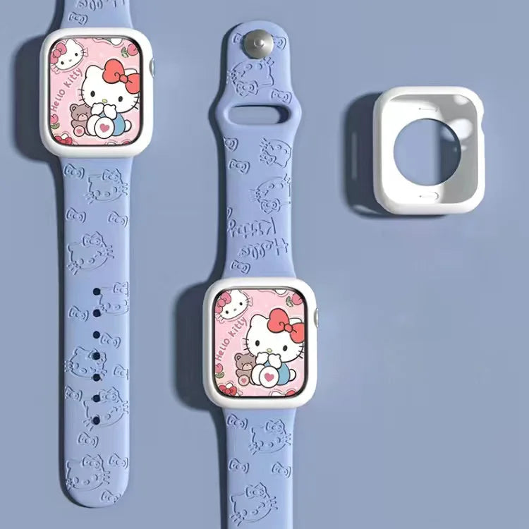 Hello Kitty Series Apple Watch Engraved Cartoon Print Apple Silicone Replacement Band Hot off the shelf inventory Cartoon Cute