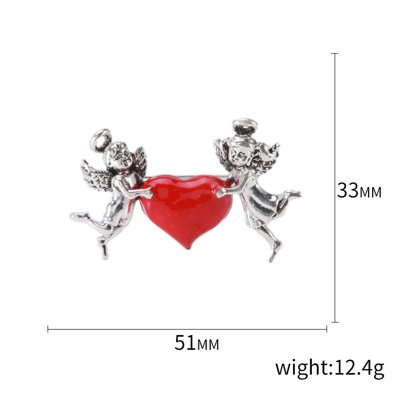 Enamel Angel Brooches for Women Unisex Cupid Love Character Pins Banquet Party Backpack Gifts Jewelry Accessories