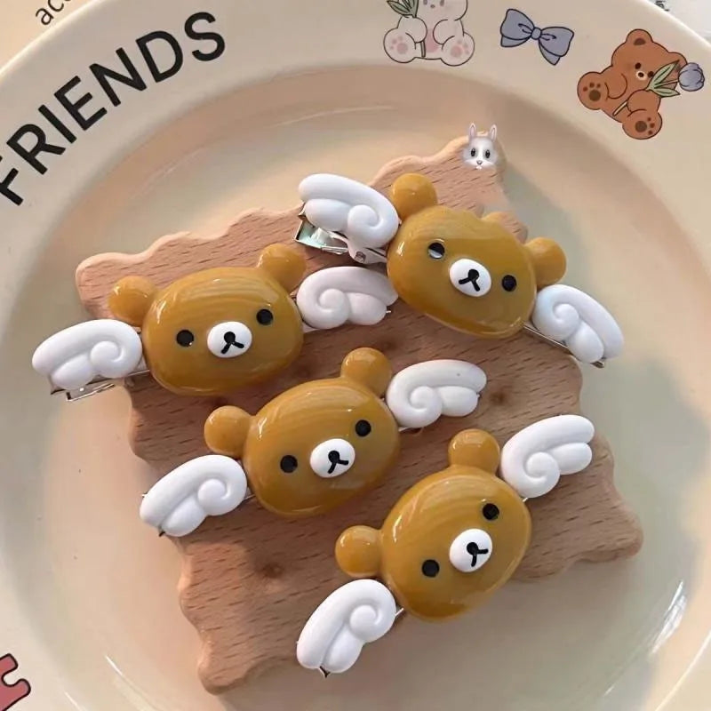 Kawaii Rilakkuma Cartoon Cute Hairpin Sweet Lovely Bangs Side Clip Students Versatile Hair Accessories Girls Birthday Gifts