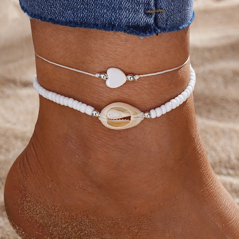 Bohemia Natural Shell Anklets for Women Foot Jewelry Summer Beach Barefoot Bracelet Ankle on Leg Chian Ankle Strap Accessories