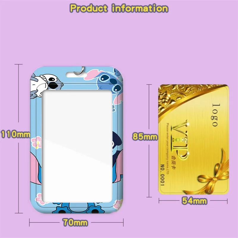 Stitch Cartoon Disney Lanyard Card Sleeve ID Bus Card Work Permit Card Sleeve Cute Student Cartoon Neck Strap Hang Rope Lariat