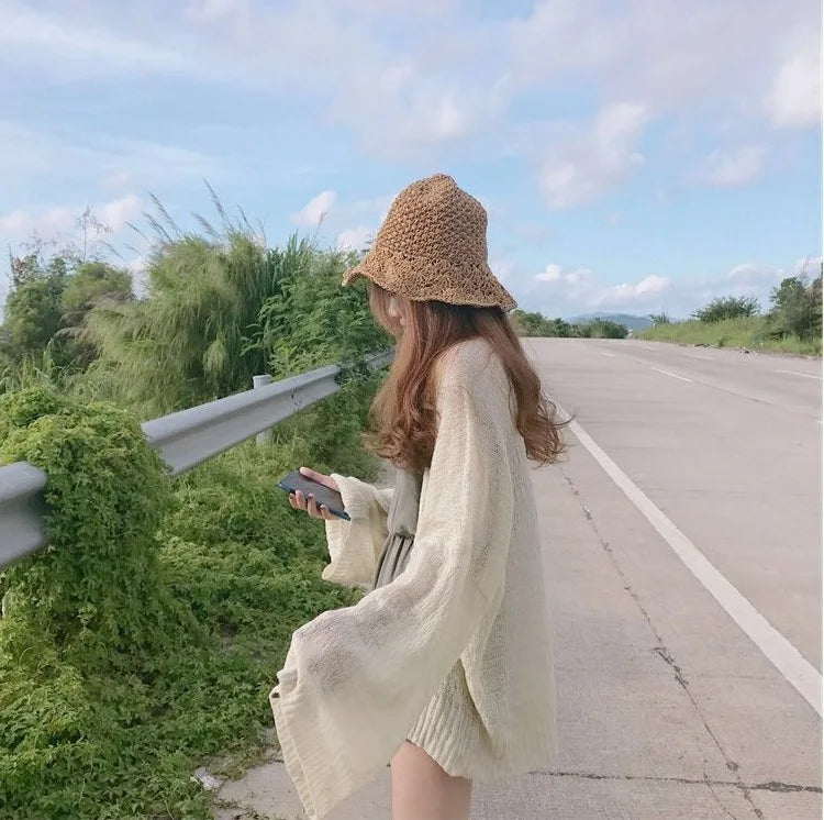 Knitted Cardigan women plus size Summer cardigan Sweater women Loose Hollow coat kardigan Sweter Cardigans korean top