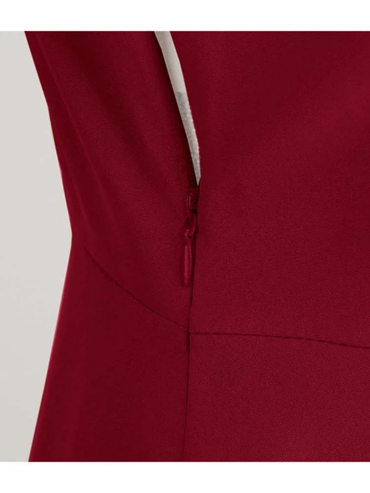 Notched Collar Vintage Solid Party Dresses Women Summer Sleeveless Belted Midi Swing Sundress