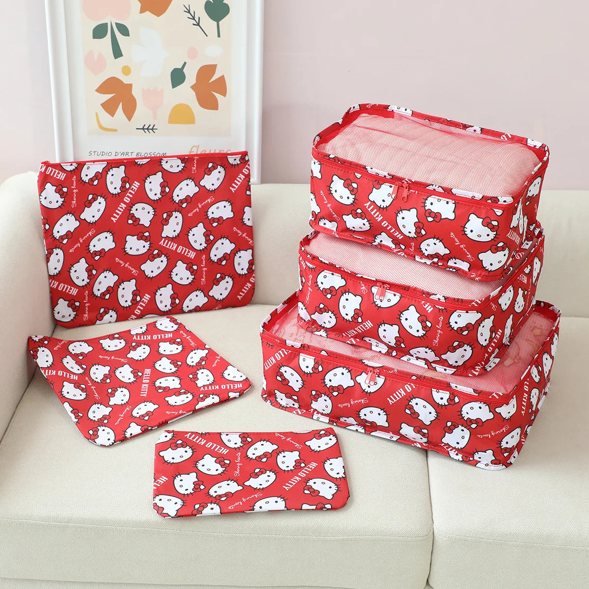 6pcs Sanrio Hello Kitty Storage Box Cartoon Kuromi Waterproof Travel Storage Bag Underwear Shoes Storage Organizing Bag