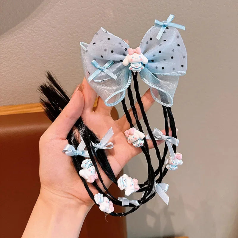 Sanrio cartoon kuromiMy melodyHello kittyCinnamoroll anime wig braid cute sweet cool girl boxing braid hair rope headwear kawaii