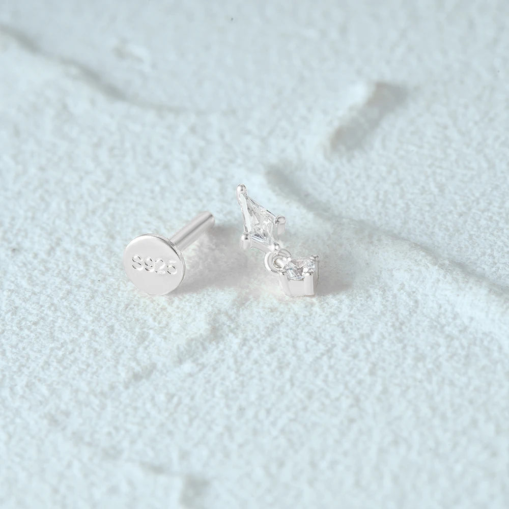 Aide 925 Sterling Silver 1pc Geometry Multi Piercing Stud Earrings For Women K Gold Simple Elegant Tassel Jewelry Gift Pendiente