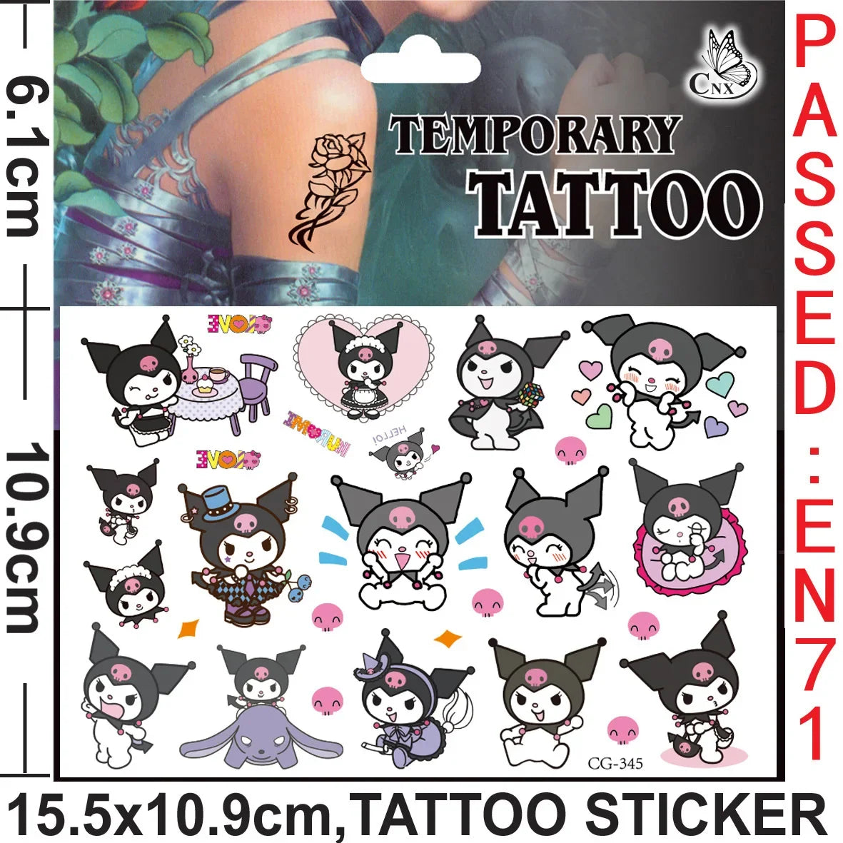 Sanrio series Tattoo Stickers Waterproof Cute Sticker Anime Birthday Party Supplies Decoration For Kids Women Men Gift