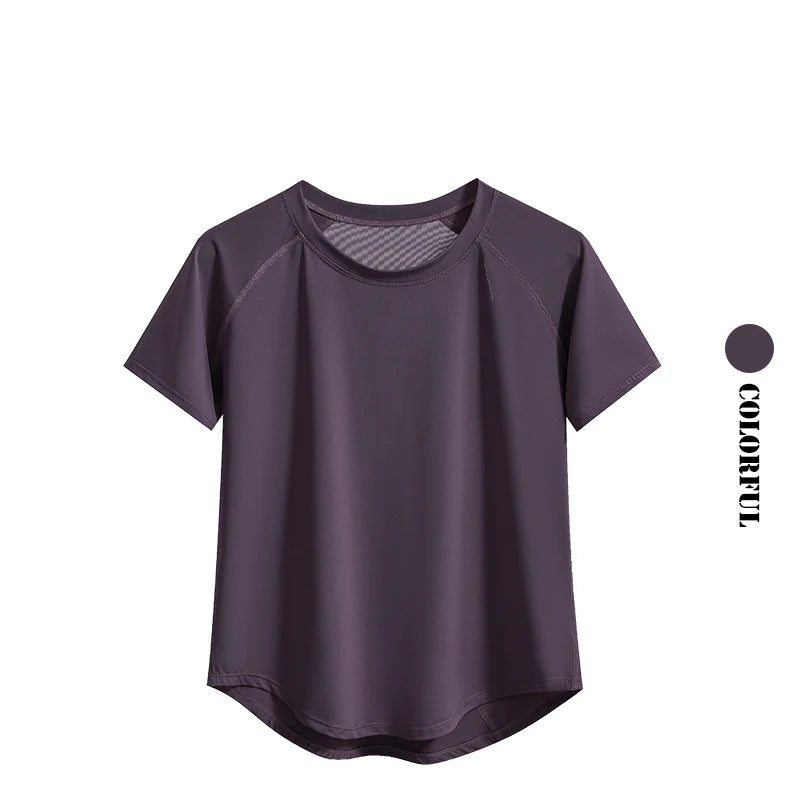 DRUR ヨガトップス スポーツウェア レディース ジムシャツ 通気性 速乾 半袖 ワークアウト Tシャツ ジョガー ランニング Tシャツ ヨガウェア 新作