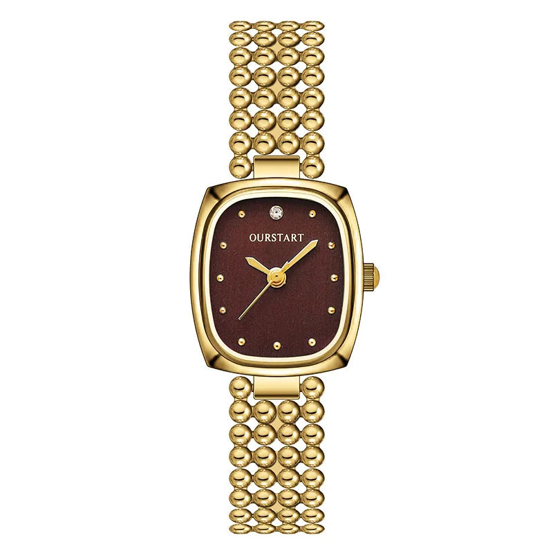 Luxury Gold Bracelet Watches for Women High Quality Retro Square Quartz Wristwatches Steel Strap Ladies Clock Gifts Reloj Mujer