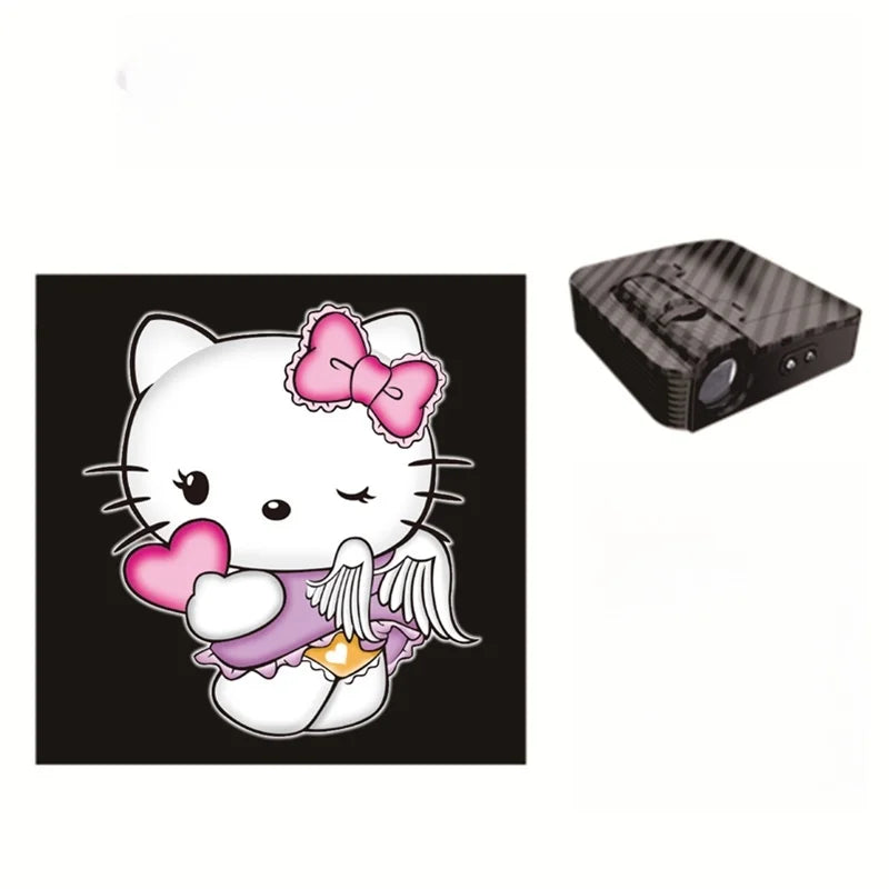 Hello Kitty Car Welcome Light High Definition Projector Hd Ambient Light Induction Open The Door Safety Signal Lamp Decoration