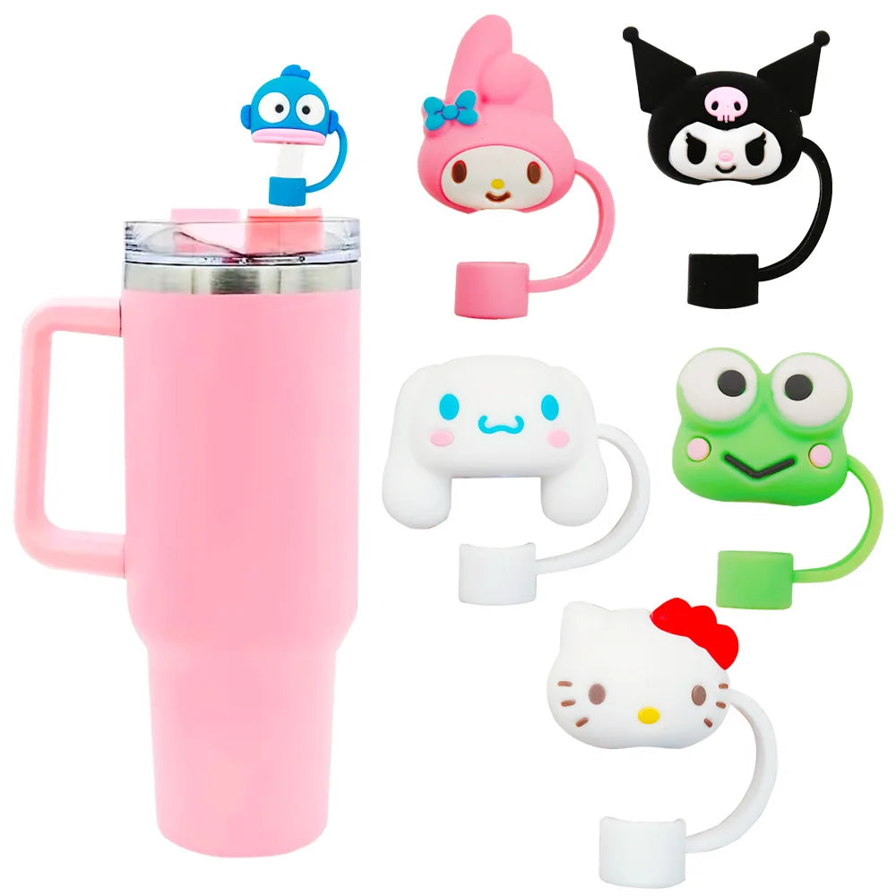 Sanrio Silicone Sealing Straw Plug Cartoon Hello Kitty Reusable Drinking Dust Cap Plugs Tips Cover Suit Cup Cute DIY Accessories