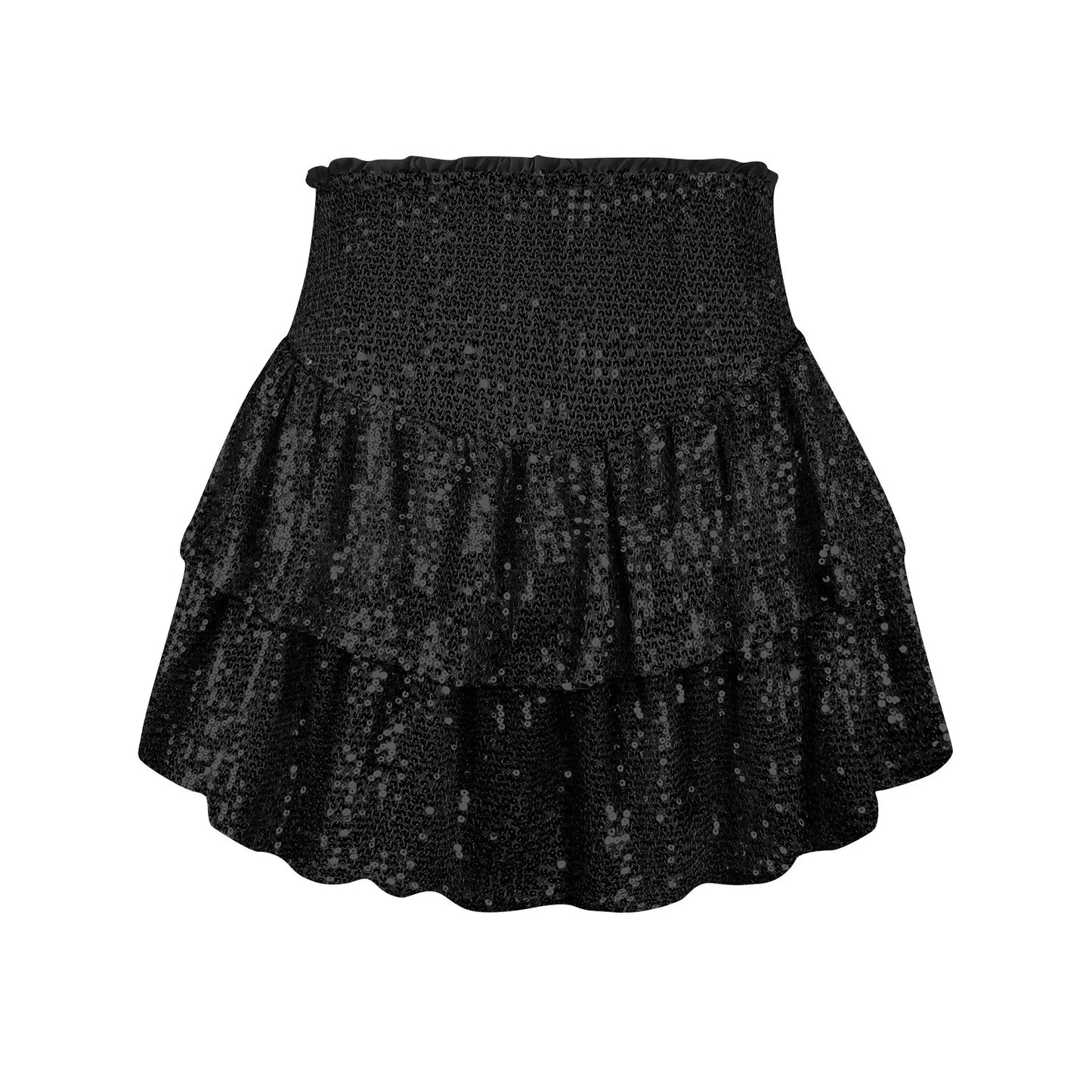2024 Fashion Party Evening Clothes for Women Summer Sexy Elastic High Waist Sequin Mini Pleated Skirts Streetwear Short Dress