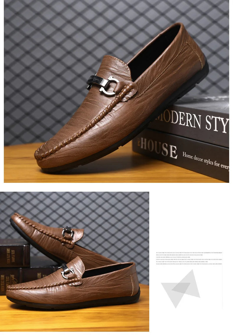 Men Loafers Shoes for Men Luxury Business Dress Shoes Comfy Slip-on Drive Moccasins Footwear Male Brand Leather Boat Shoes Men