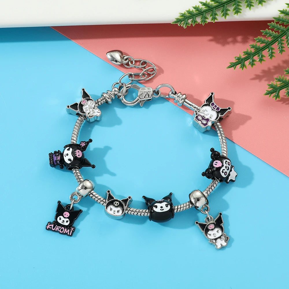 Sanrio Cute Kuromi Popular DIY String Accessory Bracelet Anime Characters Kuromi Kawaii String Bracelet for Best Girlfriend Gift