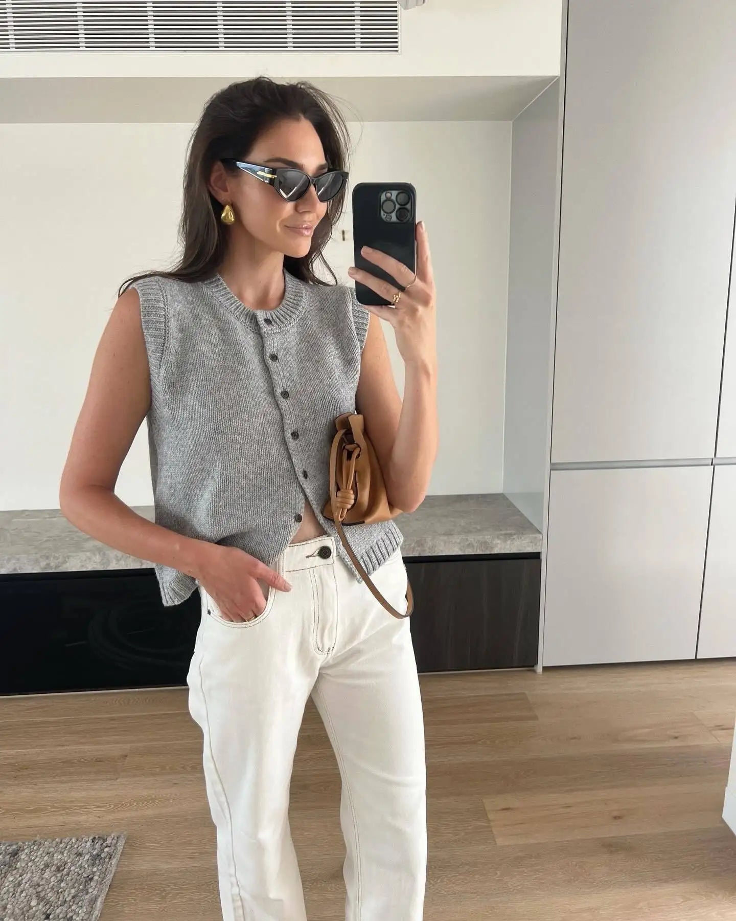 2025 Autumn Fashion Knitted Vests Top For Women Casual Single-Breasted Knitwear Cardigan Tanks Female Solid Sleeveless Sweaters