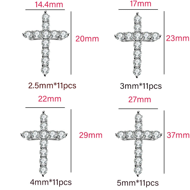 Lycfn 5MM Moissanite Cross Sparkling Pendant Necklace S925 Sterling Sliver with GRA Plated 18k Gold for Women Man Fine Jewelry
