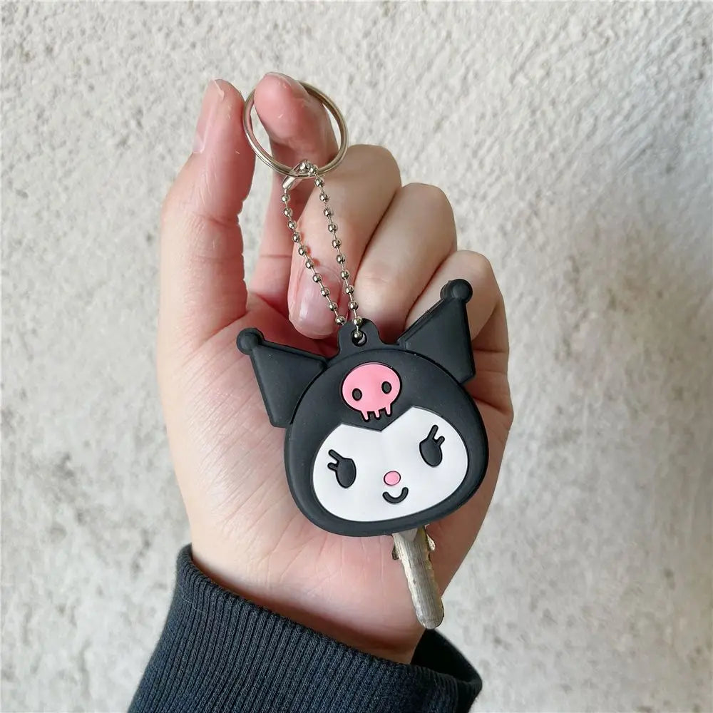 Sanrio Hello Kitty Kuromi Keychain Silicone Kawaii Anime Cute Key Case Kt Cat Pendant Melody Access Control Card Case Keychain