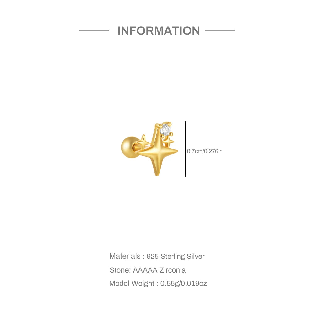 Aide 925 Sterling Silver 1pc Geometry Multi Piercing Stud Earrings For Women K Gold Simple Elegant Tassel Jewelry Gift Pendiente