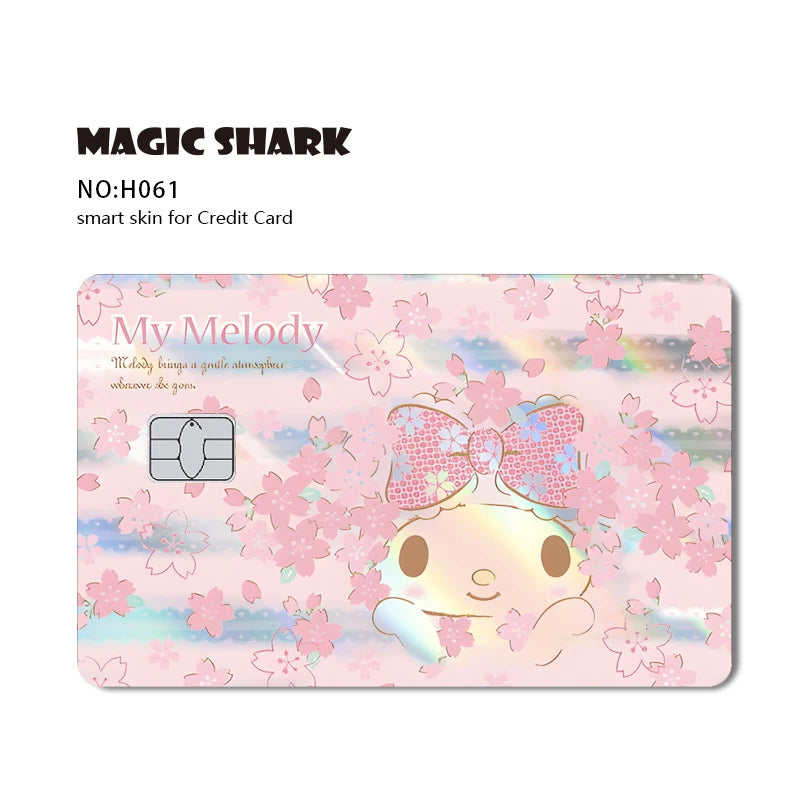 ホットセール Hello Kitty Kuromi ホログラフィックレーザー光沢フィルムスキンカバーステッカー(デビット・クレジットカード・銀行カード用)