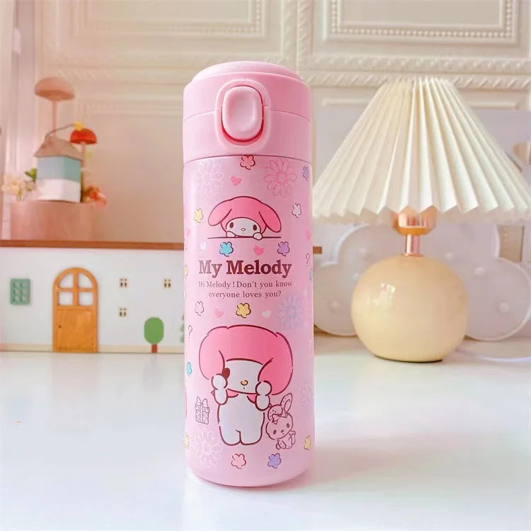 Sanrio 304 Stainless Steel Vacuum Cup Kawaii Anime Thermos Cute Cartoon Mymelody Kuromi Cinnamoroll Bomb Lid Straight Drink Cup
