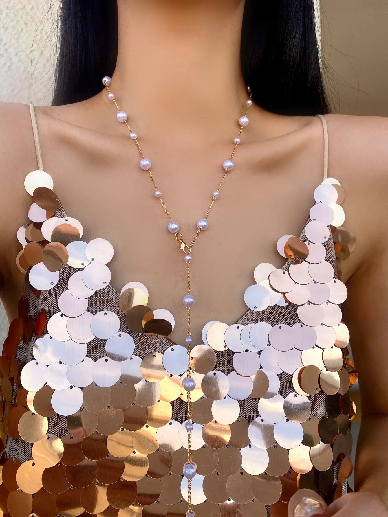 Bohemian Long Y-Shaped Necklaces for Women Y2K Metal Clavicle Chain Gold Color Choker Holiday Party Jewelry Necklace Gift Collar