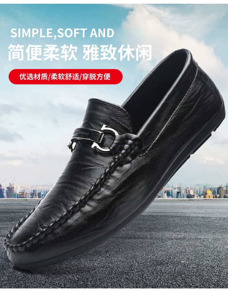 Men Loafers Shoes for Men Luxury Business Dress Shoes Comfy Slip-on Drive Moccasins Footwear Male Brand Leather Boat Shoes Men