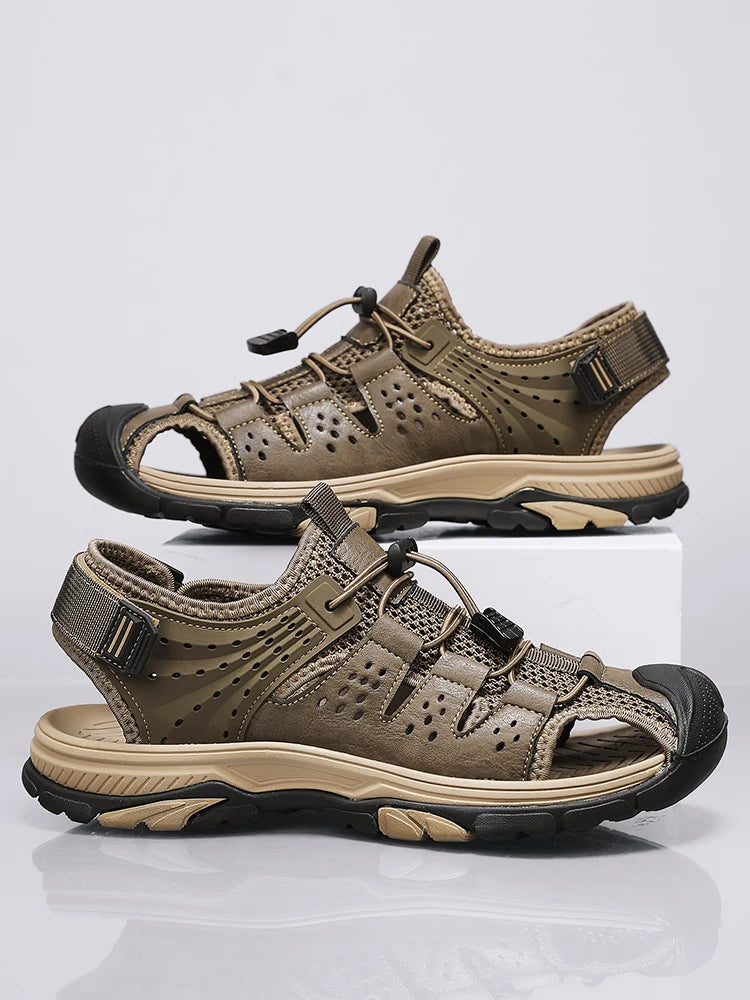 Men's Sport Sandals Handmade Genuine Leather Sandals for Men Summer Outdoor Anti-collision Comfortable Casual Beach Sandals
