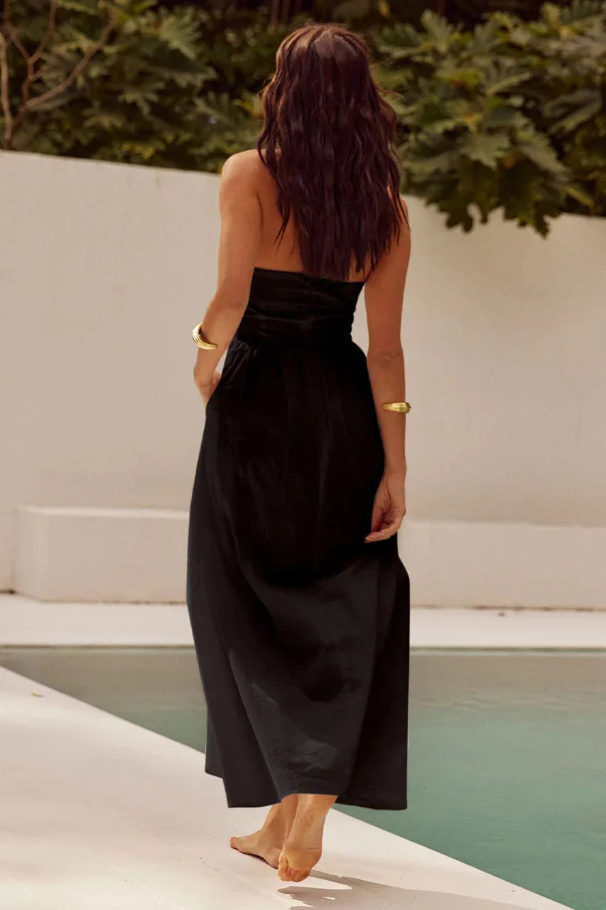 Fashion Halter Neck Long Dresses Women 2024 Summer New Sexy Backless Temperament Commuting Maxi Dress Female Streetwear Vestidos