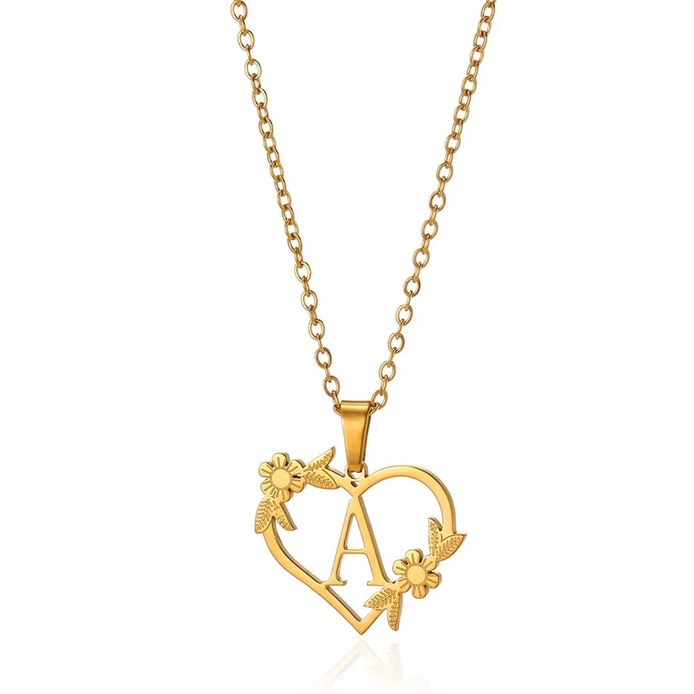 Initial Letter Stainless Steel Pendant Necklace for Women Fashion Gold Color Chain A-Z Alphabet Clavicle Necklaces Jewelry Gift