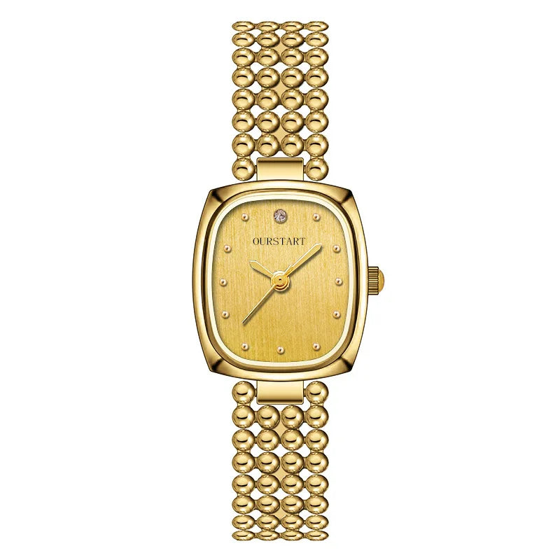 Luxury Gold Bracelet Watches for Women High Quality Retro Square Quartz Wristwatches Steel Strap Ladies Clock Gifts Reloj Mujer