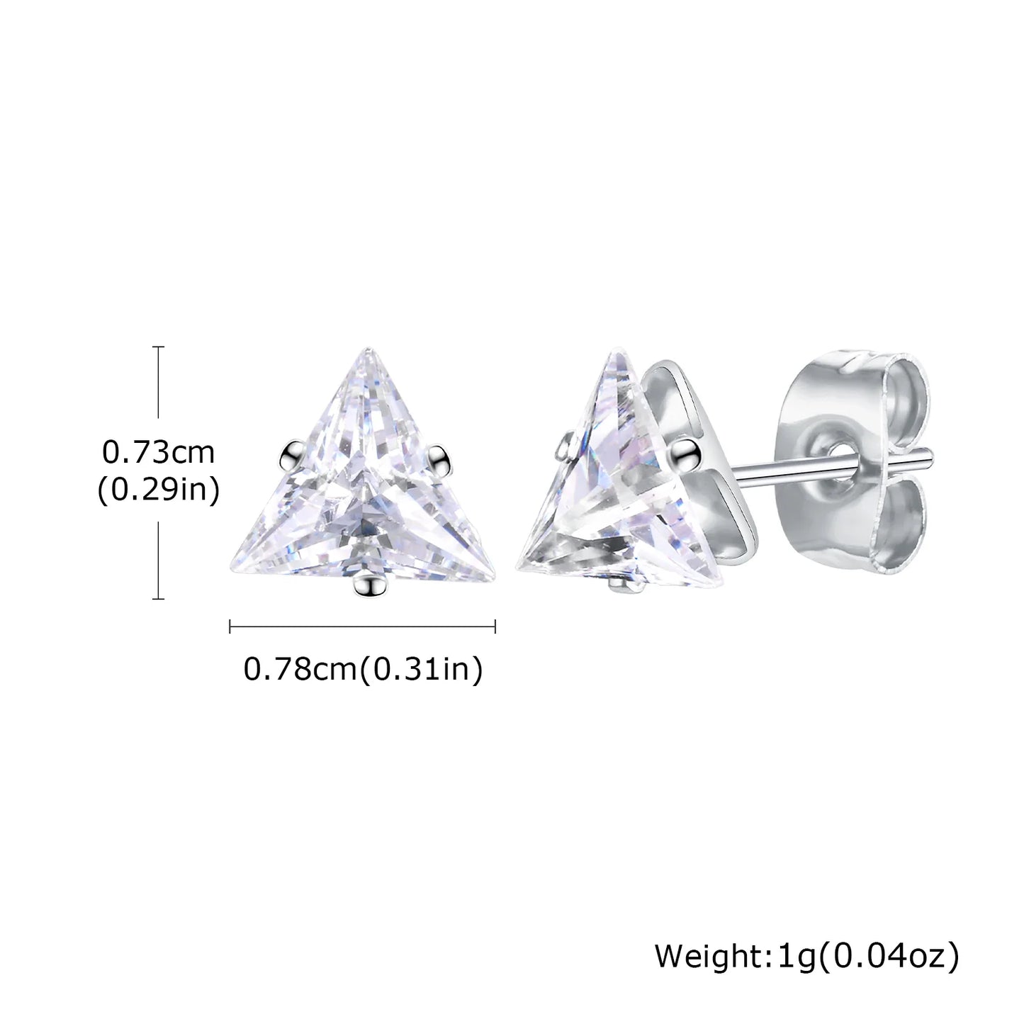 Men Stud Earring,Triangle Pierced Crystal Zircon Stud Earrings,Stainless Steel Tiny Minimalist Studs for Mens Women Jewelry