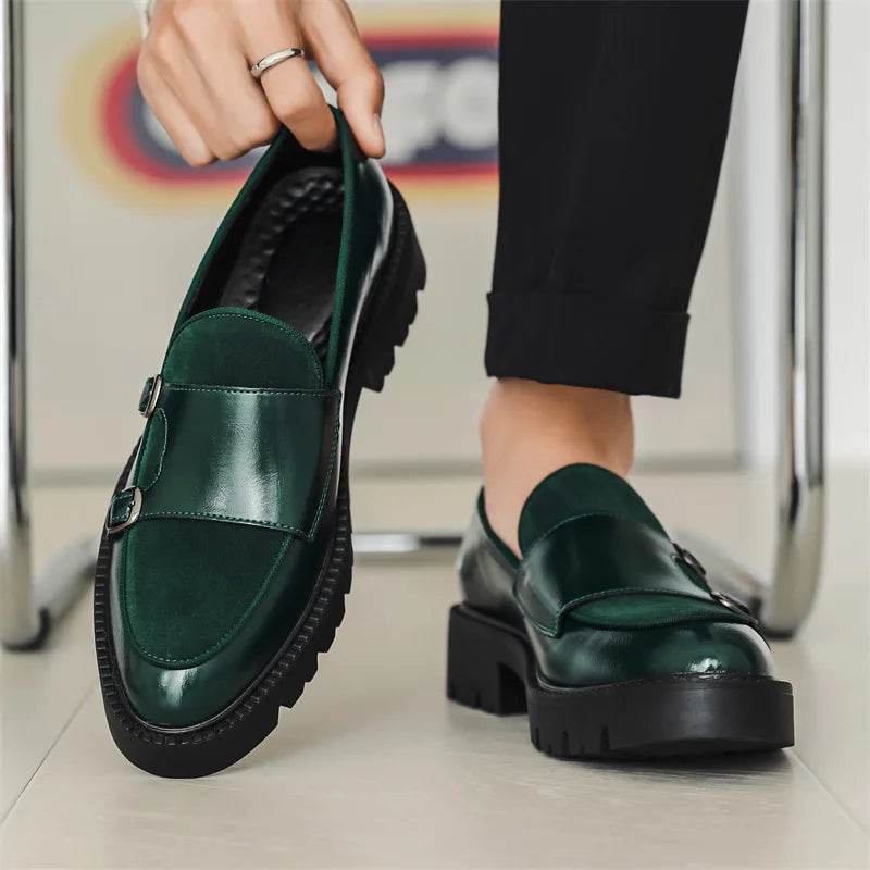 2025 Loafers Men Leather Shoes Thick-soled British Style Black Formal Business Shoes Fashion Luxury Slip-On Casual Shoes