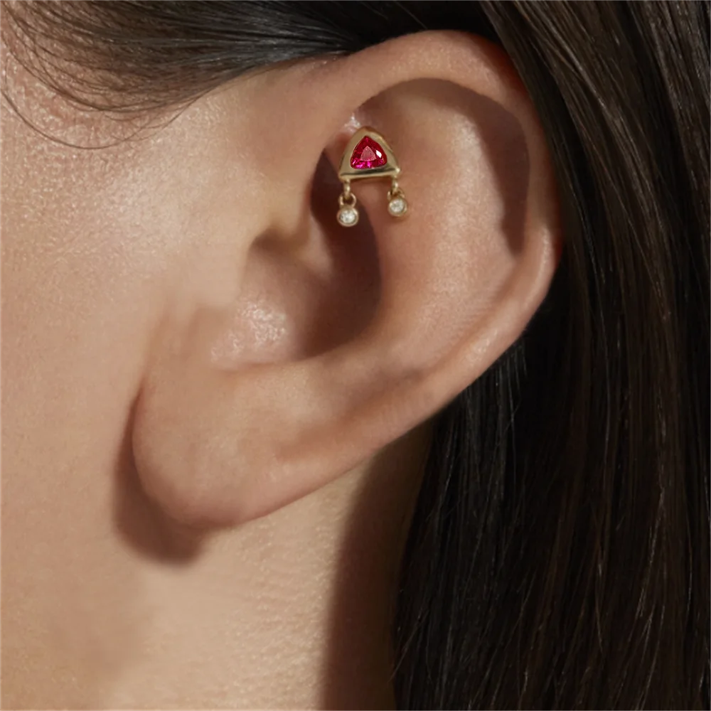 Aide 925 Sterling Silver 1pc Geometry Multi Piercing Stud Earrings For Women K Gold Simple Elegant Tassel Jewelry Gift Pendiente
