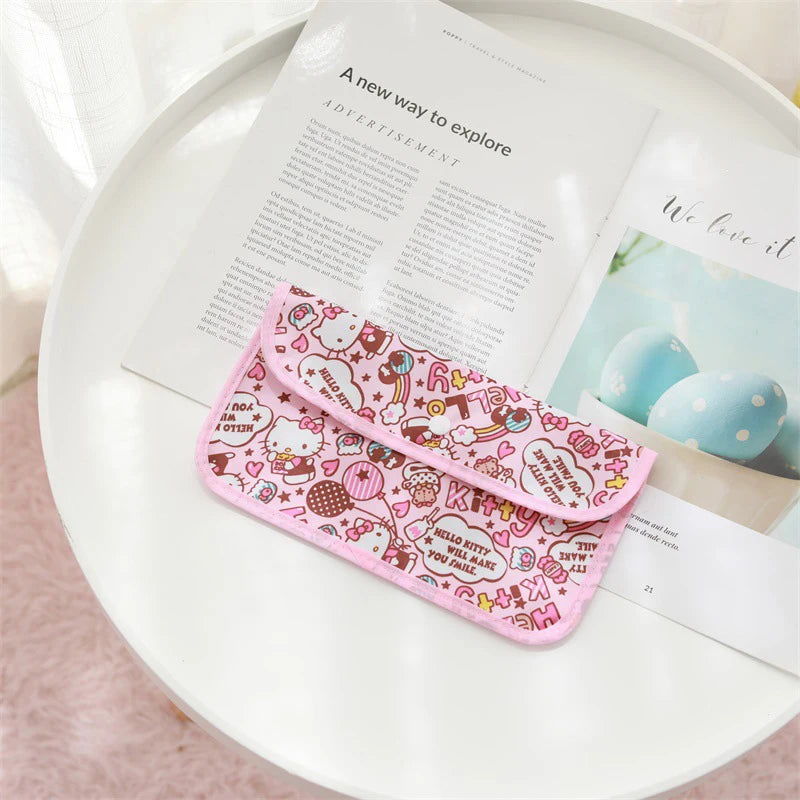 Sanrio Kuromi Waterproof Mask Storage Bag Melody Portable Small Item Storage Bag Cosmetic Bag Oxford Cloth Receipt Bag