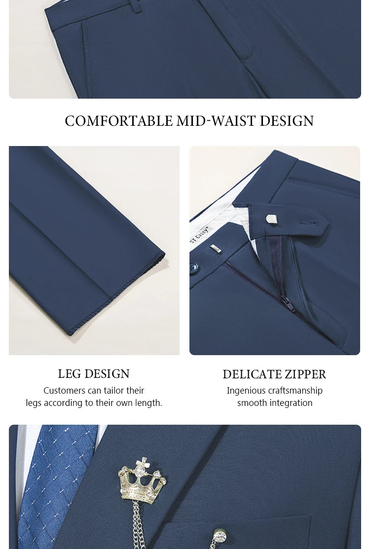 ST Cassy High Quality Men's Suit black Fashionable and Casual Slim Fit Male Groom Wedding Blazers Party Dress Jacket Coat Pants
