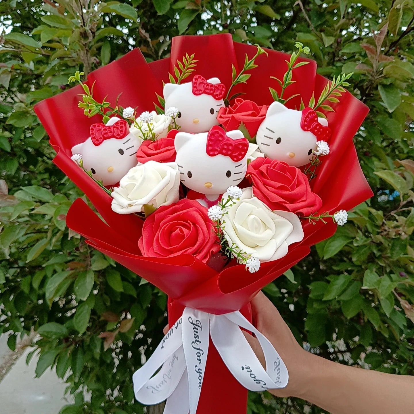 Hello Kitty Cartoon Plush Bouquet Anime Rose Soap Flowers Doll Home Wedding Decoration Christmas Valentine's Day Gift
