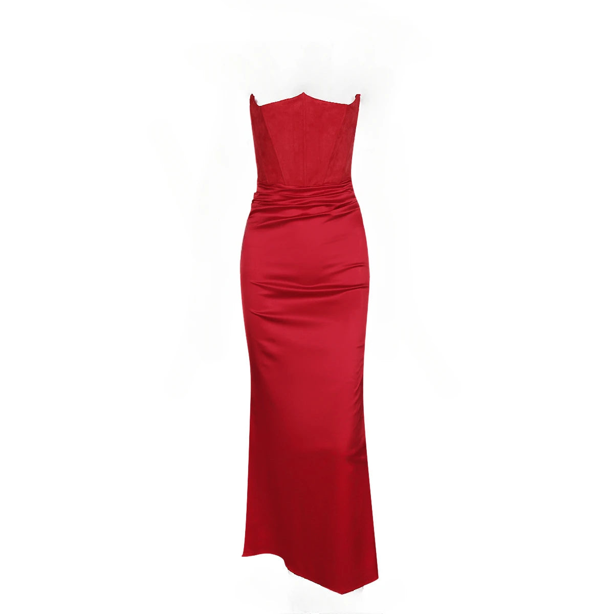 Mingmingxi Satin Maxi Formal Occasion Dress 2024 New Arrivals Black Strapless Dress Velvet Wedding Guest Party Dresses Women