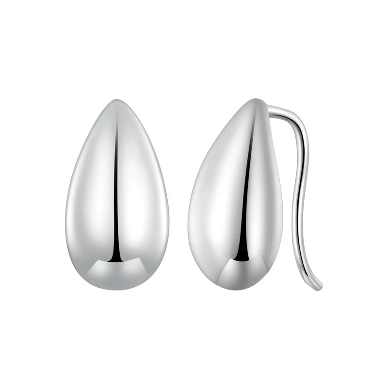 BAMOER Authentic 925 Sterling Silver Glossy Waterdrop Earrings Teardrop Hook Earrings for Women Minimalist Fine Jewelry Gift