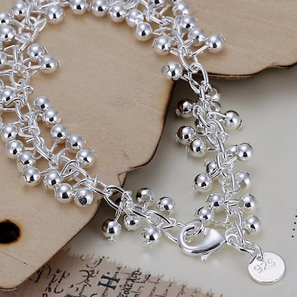 Silver Color Bracelets Charms Bead Chain Fashion Cute Nice Women Grapes Bracelet Wedding Jewelry Free Shipping