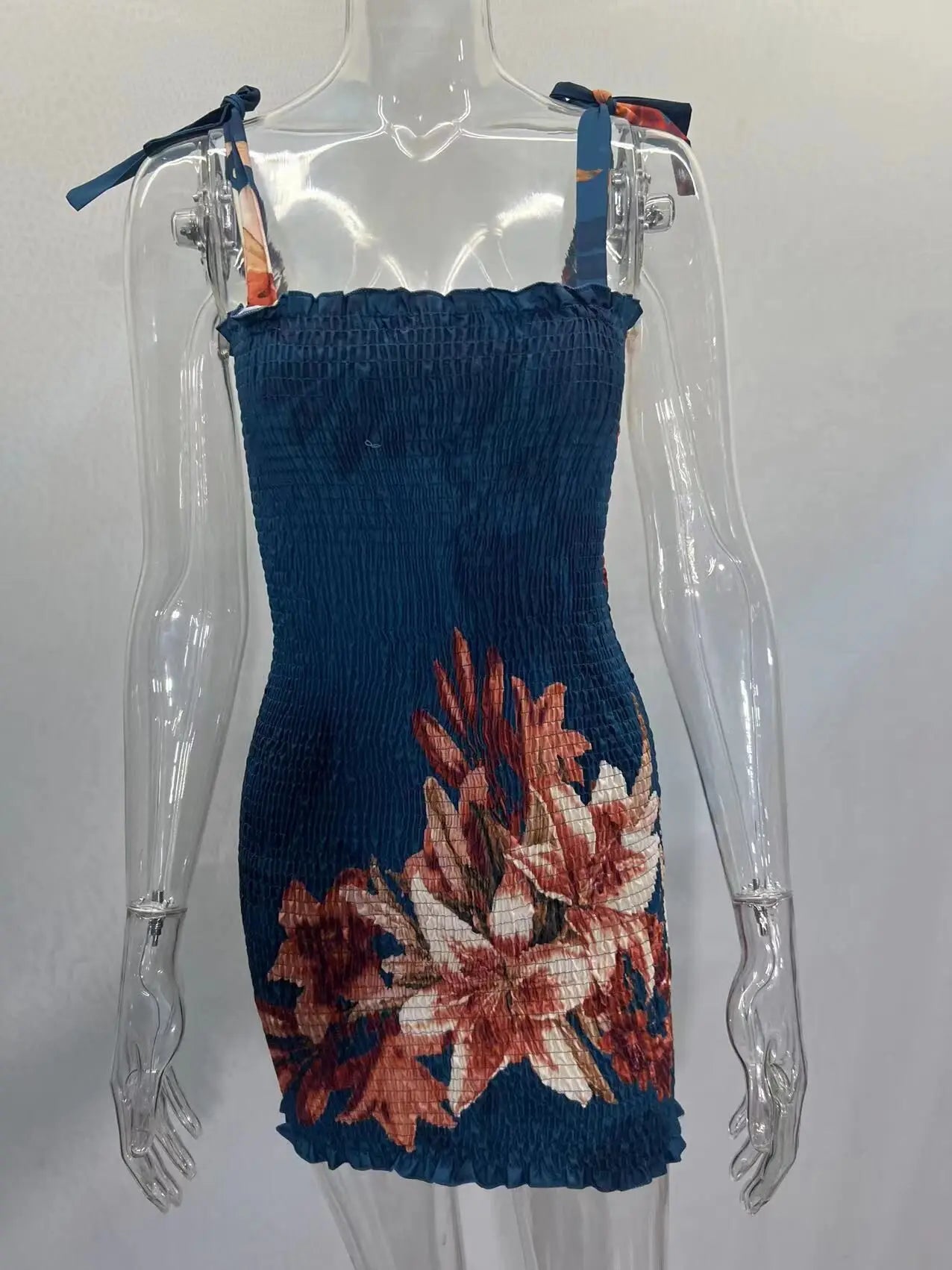 Summer Sexy Slim Print Dress Women Fashion Spaghetti Strap Elegant Package Hips Bodycon Mini Dresses Femlae Beach Party Dress