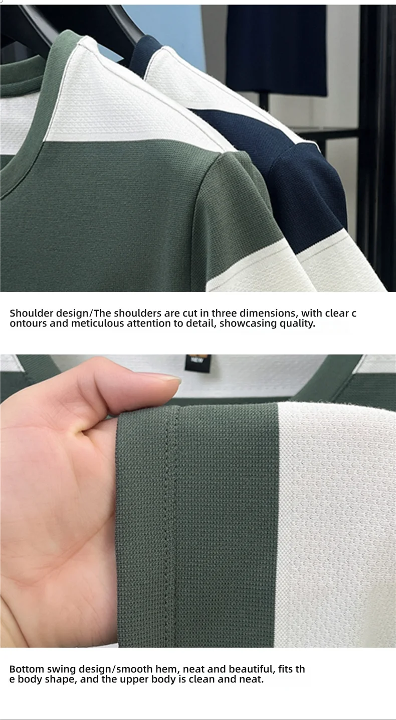 Top Grade Yarn Dyed Striped New Summer Tops Designer Round Neck Tshirt Men 2025 Brand Short Sleeve Casual Fashion Men Clothing